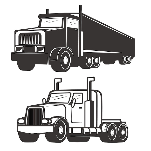 Set Ciężarowe Ilustracje Na Białym Tle. Elementy Logo, Etykiety, Godła, Znaku, Znaku Marki.