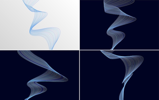 Set Of 4 Geometryczny Wzór Fali Tła Streszczenie Ilustracji Wektorowych Linii Macha