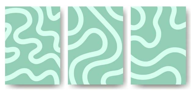 Set of backgrounds with abstract light lines on blue background Pattern in the form of waves curls Smooth graphic elements modern objects from vector abstract lines Striped background