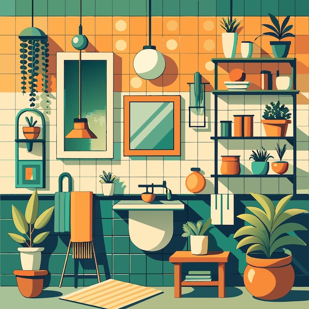 Plik wektorowy set of interior bathroom and decorations vector illustration