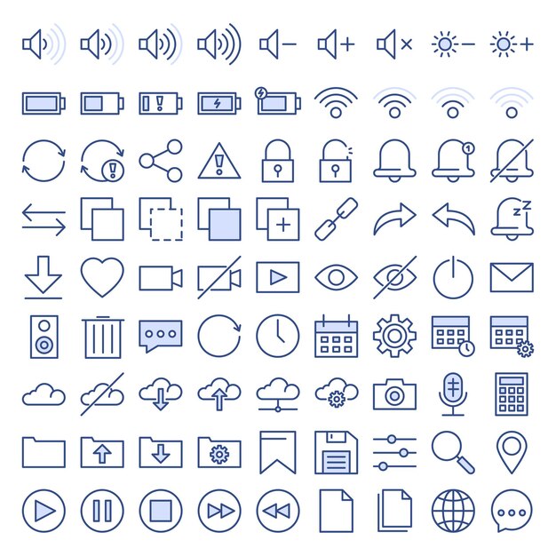 Set of simple system icons vector isolated