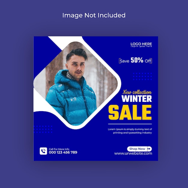Plik wektorowy sezon zimowy wyprzedaż mody w mediach społecznościowych post na instagram baner i baner internetowy premium wektor