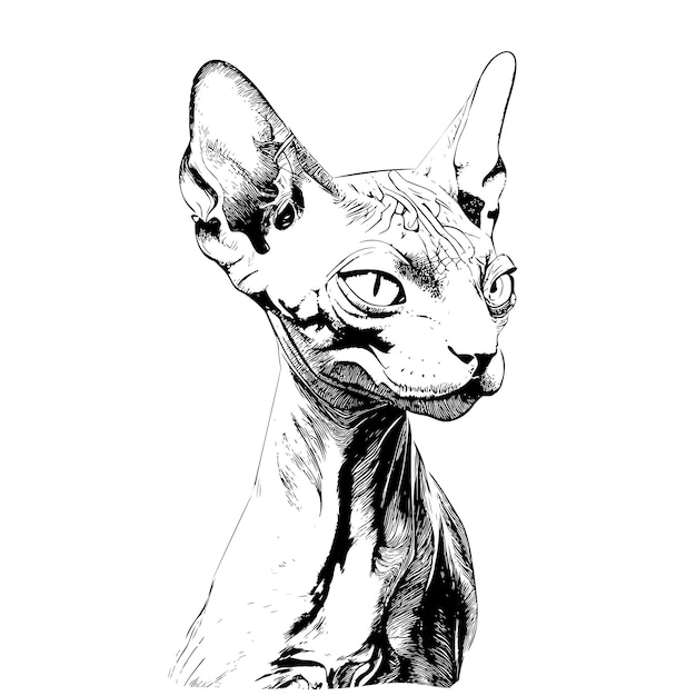 Plik wektorowy sfinks kot portret szkic ręcznie rysowane w stylu grawerowanym ilustracji wektorowych.
