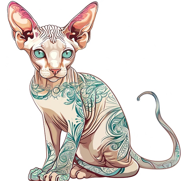 Plik wektorowy sfinks kot z dużymi niebieskimi oczami ilustracja wektorowa