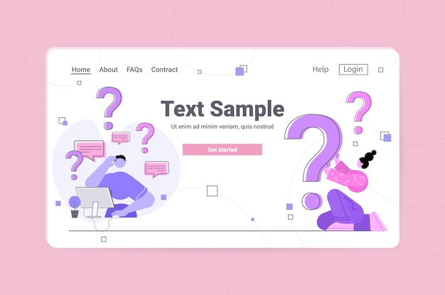 Sfrustrowani Biznesmeni Ze Znakami Zapytania Centrum Wsparcia Często Zadawane Pytania Koncepcja