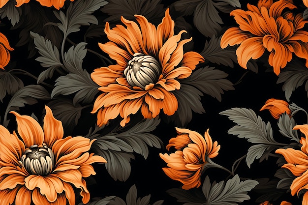 shabby chic symetryczna ilustracja wzór kwiatów