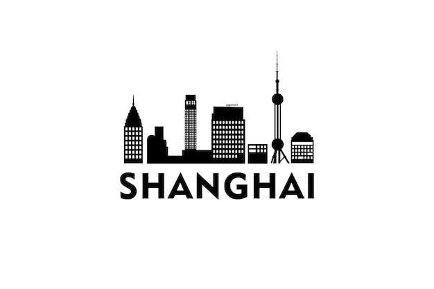 Shanghai Cityscape Logo Sylwetka Projekt Wektor