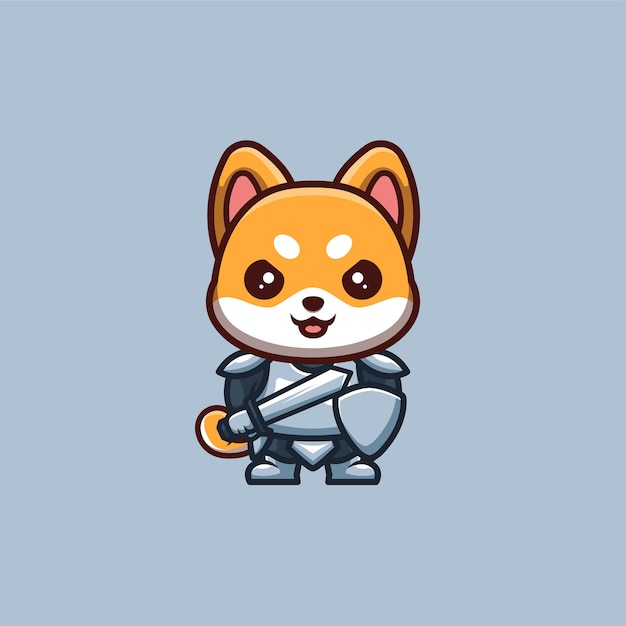 Shiba Inu Rycerz Śliczne Kreatywne Kawaii Kreskówka Maskotka Logo