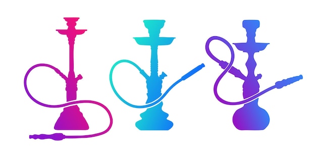 Plik wektorowy shisha hookah zestaw gradient sylwetka ilustracja wektorowa hookah izolowana na białym