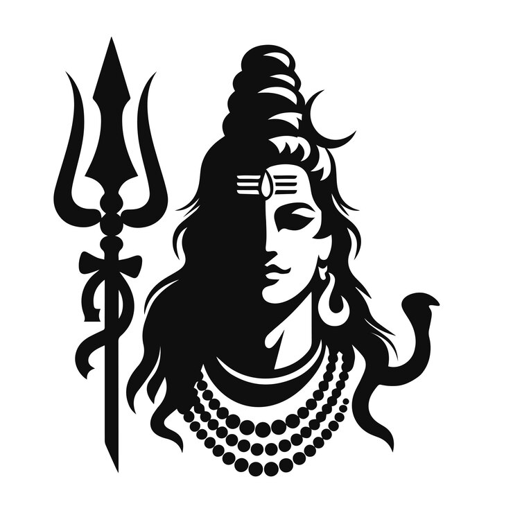 Shiva Har Har Mahadev Shankar Tridev z Trishul Hindu Lord Hindusim religijne bóstwo sylwetka