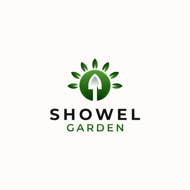 Showel Garden Green Gradient Logo Szablon Na Białym Tle Na Białym Tle