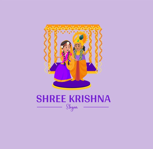 Shree Krishna Wektor Szablon Logo Maskotka