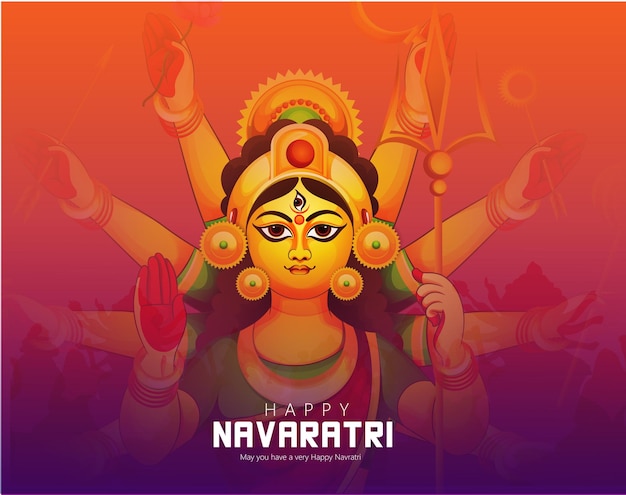 Shubh Navratri, Durga Puja, Innowacyjny abstrakt lub plakat Happy Navratri z miłym i kreatywnym