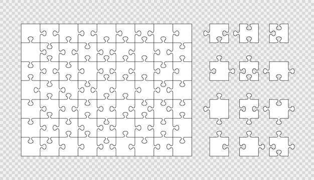 Siatka Puzzli Z 63 Elementami. Ilustracja Wektorowa.