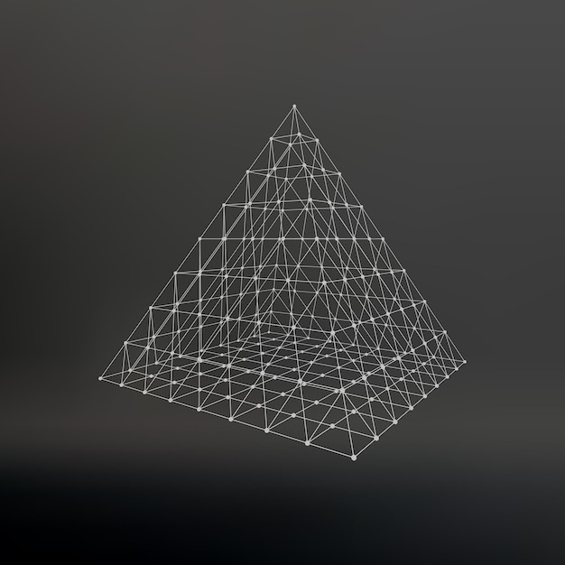 Siatka Szkieletowa Piramida Wielokątna Piramida Linii Połączonych Punktów Krata Atomowa