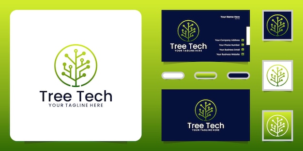 Sieć Technologiczna Drzewo Inspiracja Projektowanie Logo I Wizytówka