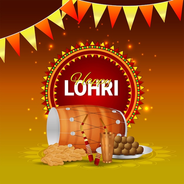 Sikh festiwal szczęśliwy lohri celebracja kartkę z życzeniami z ilustracji wektorowych