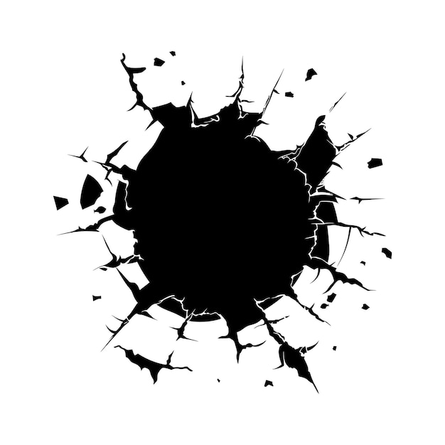 Plik wektorowy silhoueta dziury pocisku w materiał metalowy tylko czarny kolor