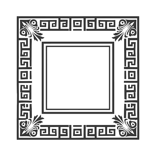 Plik wektorowy silhoueta grecka kwadratowa ramka tylko czarny kolor