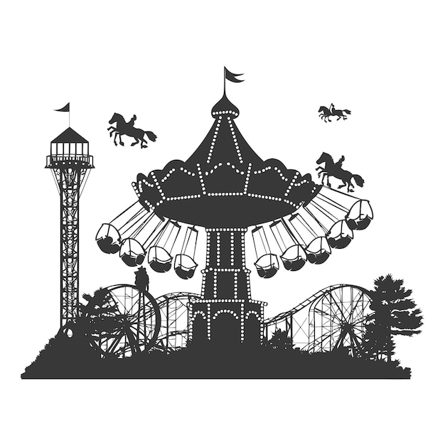 Plik wektorowy silhouette amusement park tylko czarne kolory