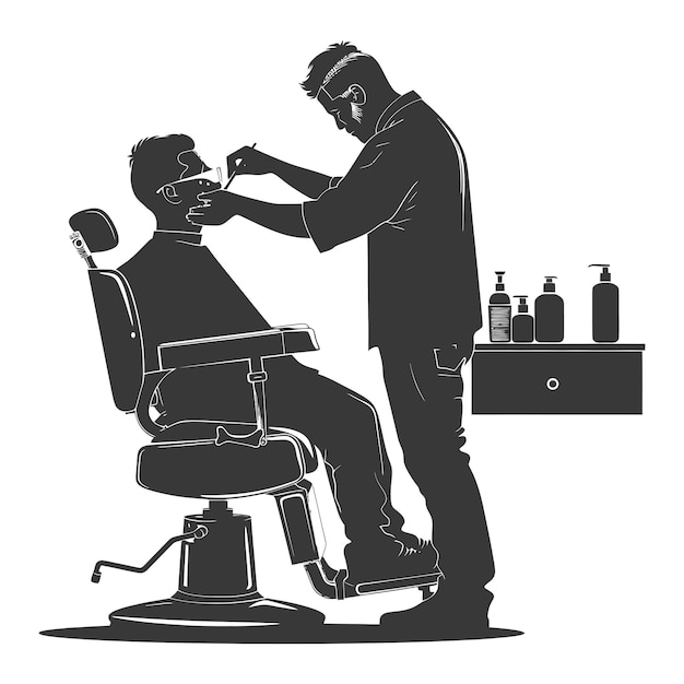 Plik wektorowy silhouette barber w akcji pełno ciała tylko czarny kolor