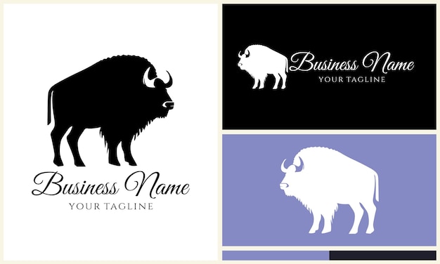 Plik wektorowy silhouette buffalo bull bison logo