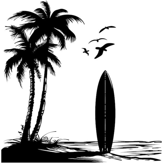 Plik wektorowy silhouette deska do surfowania na plaży tylko czarny kolor