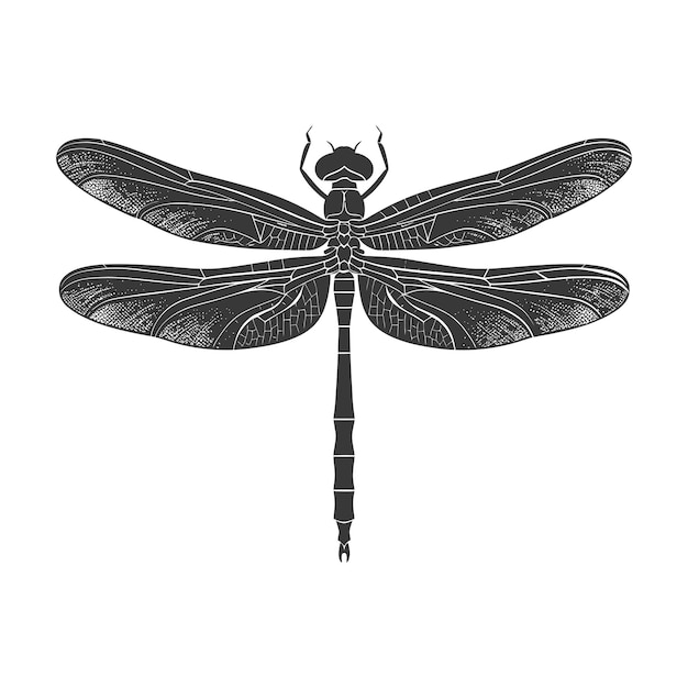 Silhouette Dragonfly Czarny Kolor Tylko Całe Ciało