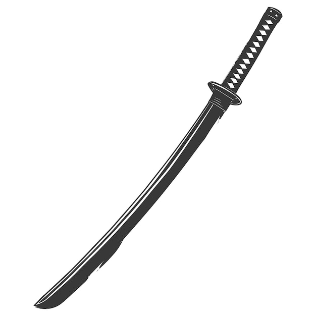 Silhouette Katana Miecz Czarny Kolor Tylko Pełny