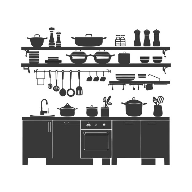 Plik wektorowy silhouette kuchnia w domu sprzęt tylko czarny kolor
