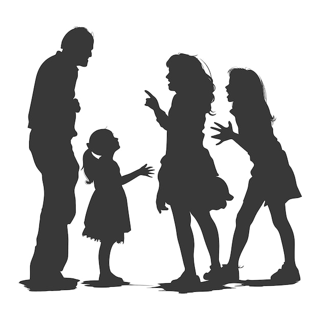Plik wektorowy silhouette maltretowanie dzieci rodzice karzą dzieci dziewczyna tylko czarny kolor
