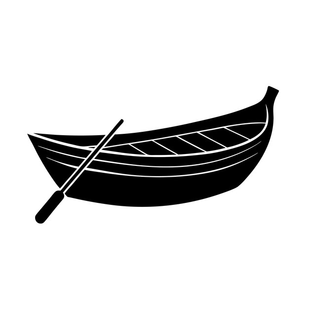 Silhouette of a Rowboat with an Oar