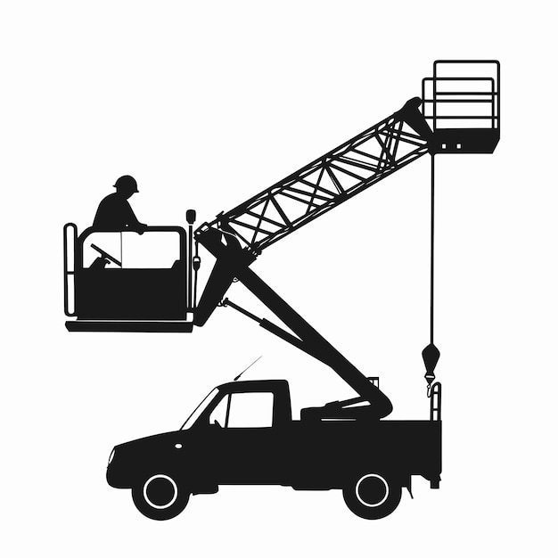 Plik wektorowy silhouette_of_aerial_work_platform_bucket_truck