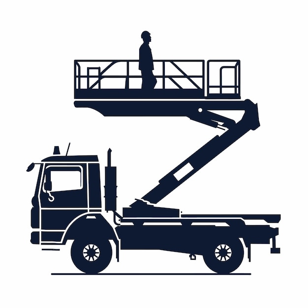 Plik wektorowy silhouette_of_aerial_work_platform_bucket_truck