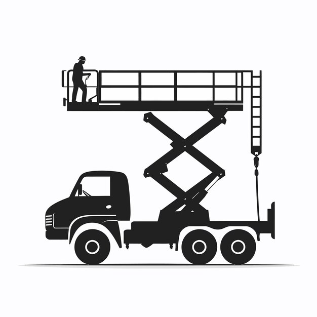 Plik wektorowy silhouette_of_aerial_work_platform_bucket_truck