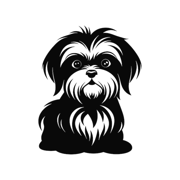 Silhouette Postać Shih Tzu Pies Słodkie Logo