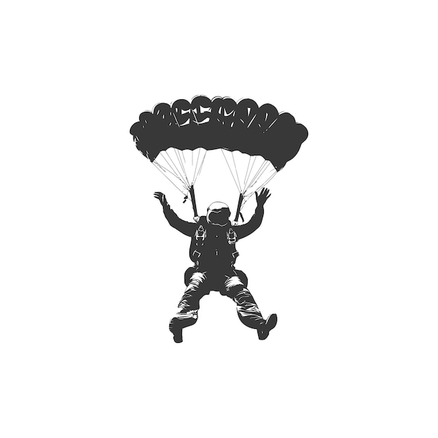 Silhouette Skydiver Mężczyzna Pełne Ciało Czarny Kolor Tylko