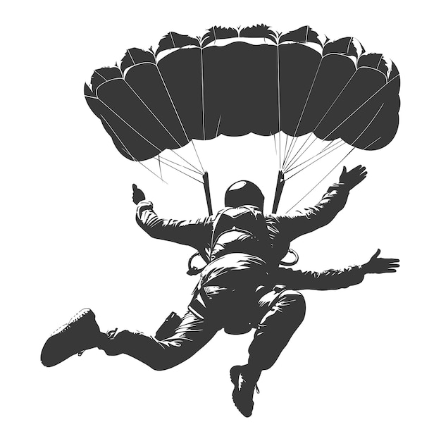 Plik wektorowy silhouette skydiver mężczyzna pełne ciało czarny kolor tylko