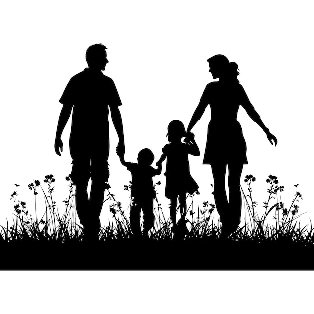 Plik wektorowy silhouette szczęśliwa rodzina czarny kolor tylko pełne ciało