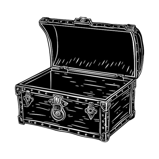 Plik wektorowy silhouette treasure chest otwarty tylko czarny kolor