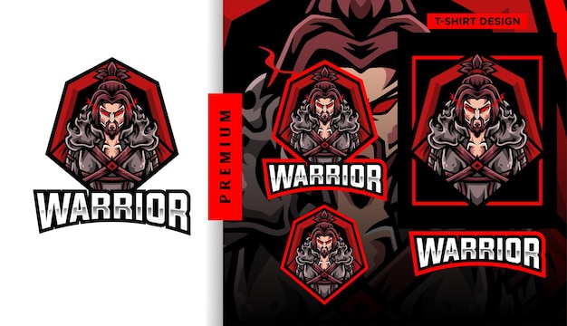 Silna postać z logo e-sportowej maskotki Warrior Gaming