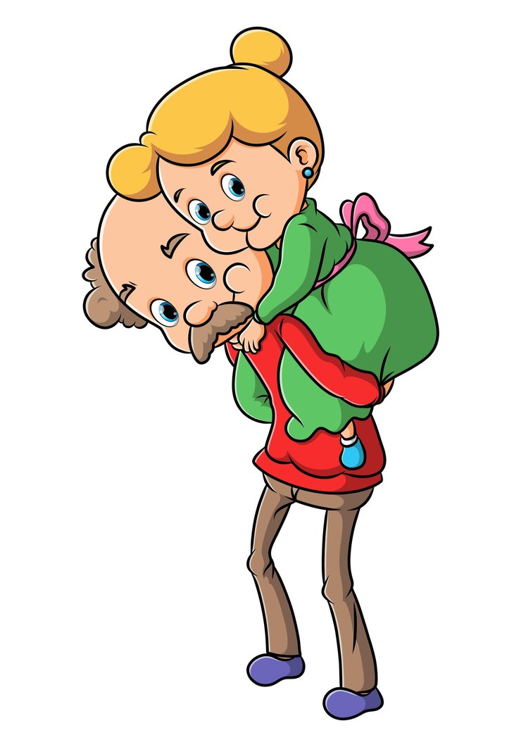 Wektor silny starzec niesie starą kobietę ilustracji