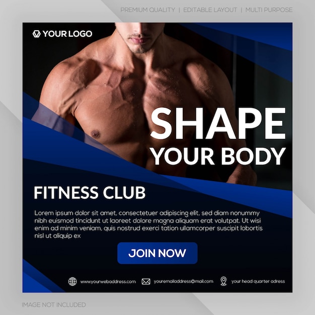 Siłownia Fitness Klub Kwadratowy Szablon Transparent Lub Reklama Post Instagram