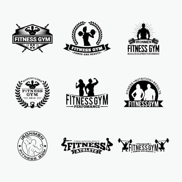 Plik wektorowy siłownia fitness - odznaki - logos 1