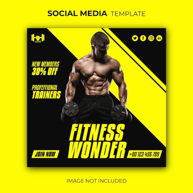 Siłownia i fitness szablon postu na instagramie