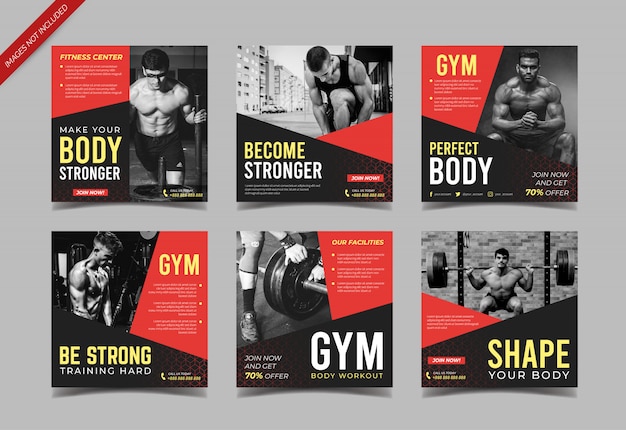 Siłownia sport fitness szablon mediów społecznościowych post