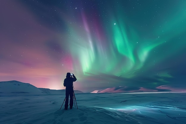 Silueta fotografów i zachód słońca