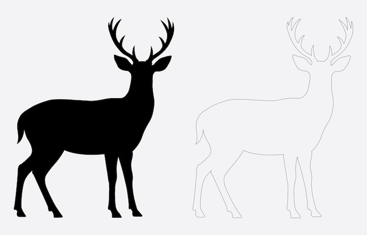 Wektor silueta jelenia, sztuka wektorowa ilustracja izolowana na białym tle