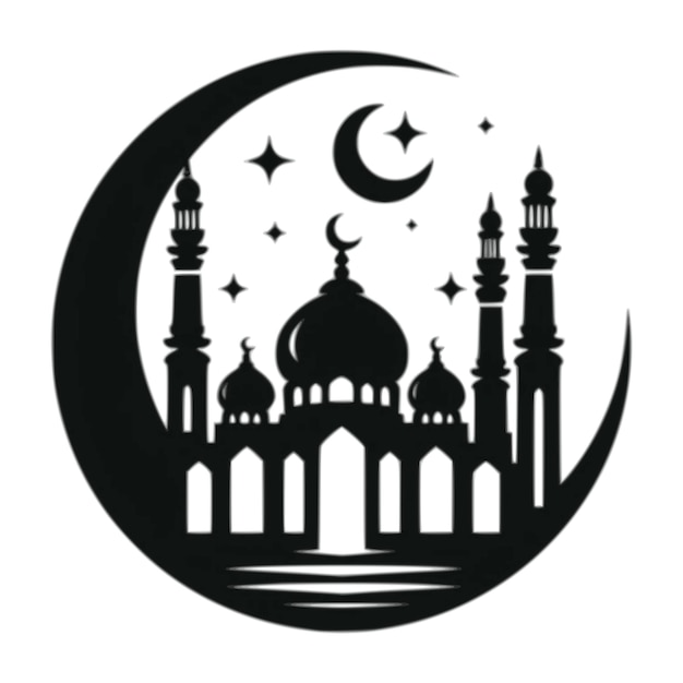 Silueta meczetu Logo izolowane białe tło