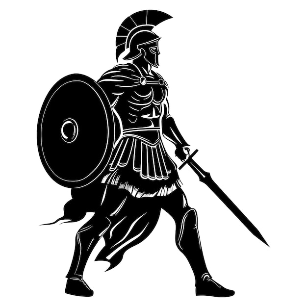 Plik wektorowy silueta starożytnego greckiego wojownika tylko czarny kolor